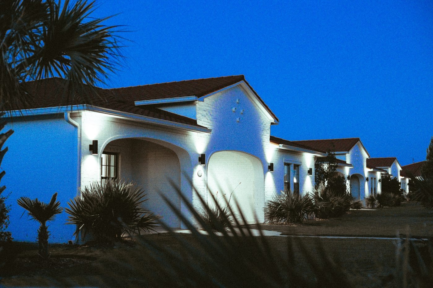 Casitas lit at dusk